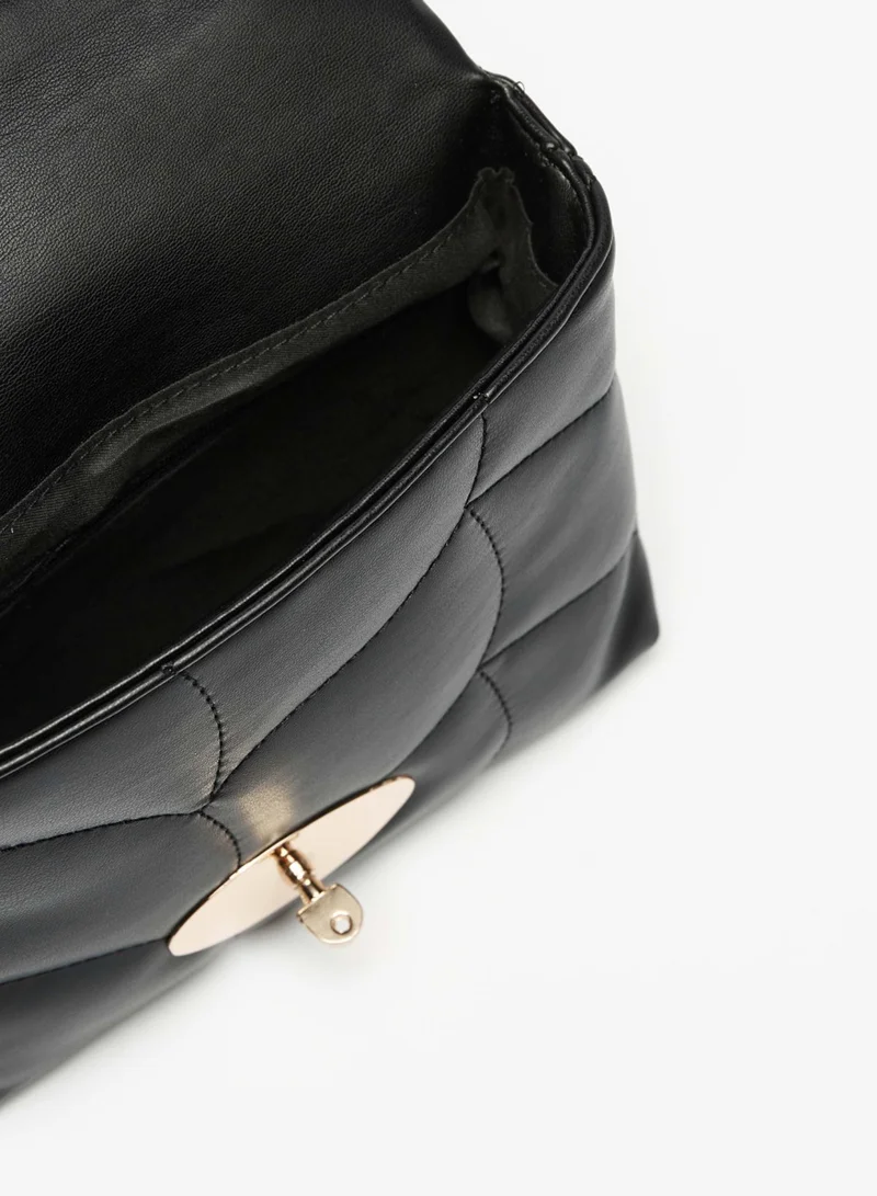 فلورا بيلا Quilted Satchel Bag with Detachable Chain Strap and Clasp Closure
