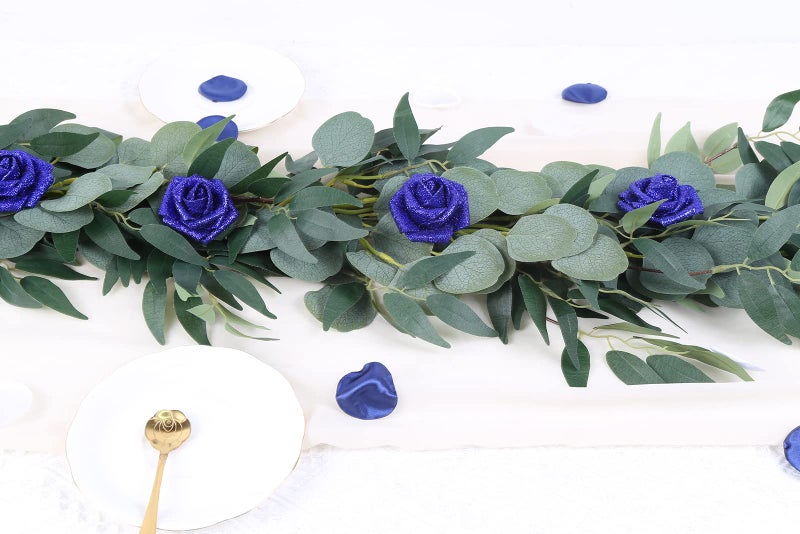 IPOPU Foam Roses  25pcs Royal Blue Roses Glitter Flowers Artificial Rose with Stem for DIY Wedding Bridal Bouquet Home Party Decoration(Royal Blue) - Image 5