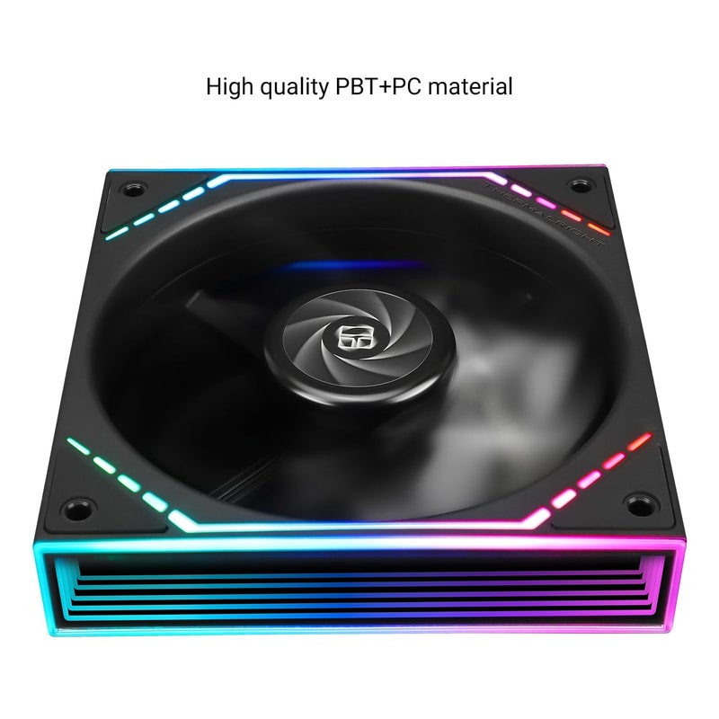 ثيرمالرايت مروحة معالجة Thermalright بقطر 120 مم وتأثير إضاءة ARGB، سرعة 1500 دورة في الدقيقة، تشغيل هادئ، محمل من نوع S-FDB، تأثير إضاءة ARGB على الجانب، أبعاد 4.72” × 4.72” × 0.98”، مناسبة لأجهزة الكمبيوتر المكتبية والخوادم. - Image 5