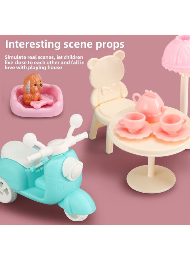 Girls Play House Toy Princess 3-6 Years Old Handbag Birthday Gift Box Explosions Girls Doll House-Color:Small Handbag Powder + 2 Dolls 【free Motorcycle + LED Light Strip】 - Image 5