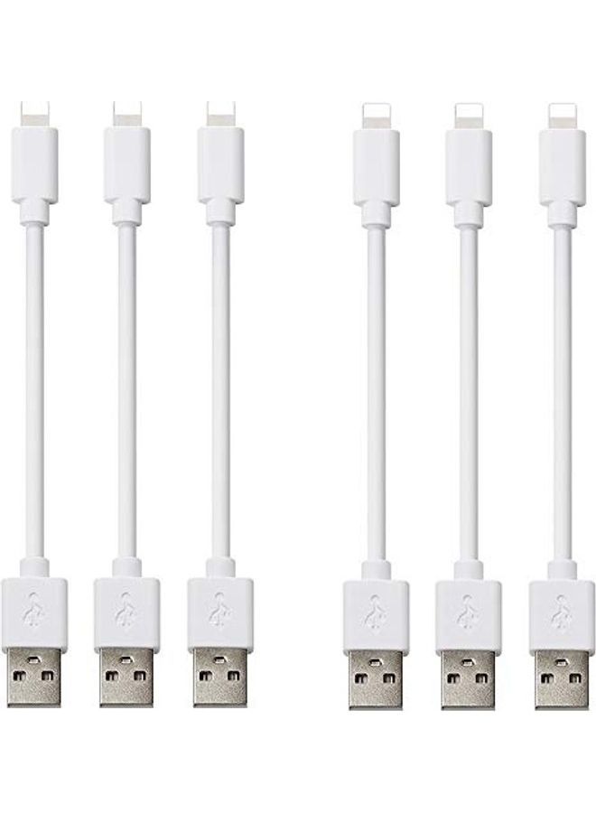 NIBEMINENT Short USB Charging Cable Pack Of 6 White - Image 1