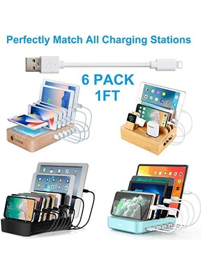 NIBEMINENT Short USB Charging Cable Pack Of 6 White - Image 2