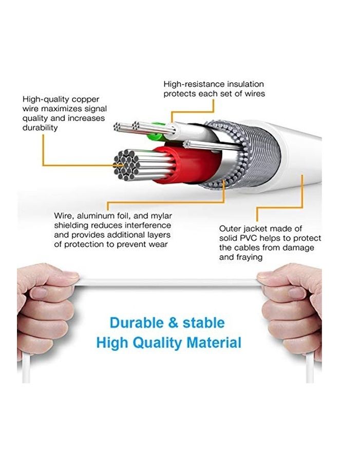 NIBEMINENT Short USB Charging Cable Pack Of 6 White - Image 4