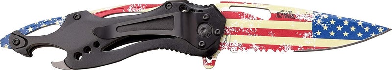 MTECH USA Folding Knife, 3.75-Inch Half-Serrated Blade, Titanium Coating, Glass Breaker, Pocket Clip - Image 2