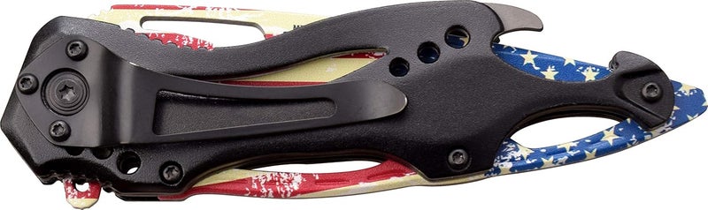 MTECH USA Folding Knife, 3.75-Inch Half-Serrated Blade, Titanium Coating, Glass Breaker, Pocket Clip - Image 4