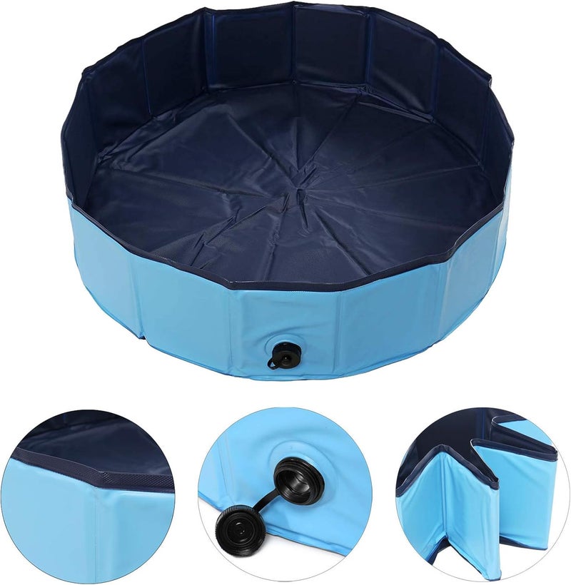 JSDOIN Foldable Dog Pool, Portable Dog Paddling Pool, Pet Kids Bath Pool Swimming Pool, Non-Slip PVC Kiddie Pool for Kids, Dog Cat Bathing Tub For Garden Patio Bathroom(80 * 20cm) - Image 3
