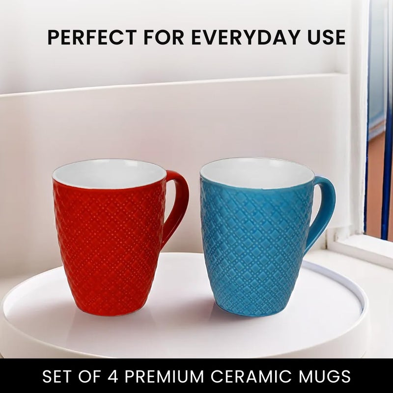 KITTENS Ceramic Coffee Mug Set of 4 Multicolor Mat Pattern 300 ml Large Coffee Mugs Food Grade Microwave Safe - Image 4