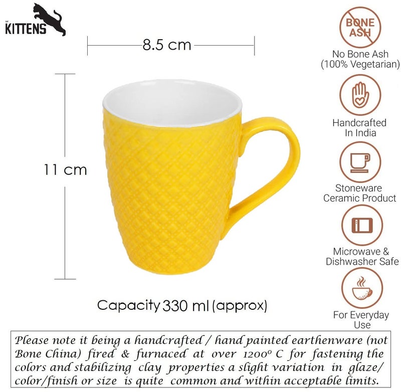 KITTENS Ceramic Coffee Mug Set of 4 Multicolor Mat Pattern 300 ml Large Coffee Mugs Food Grade Microwave Safe - Image 5