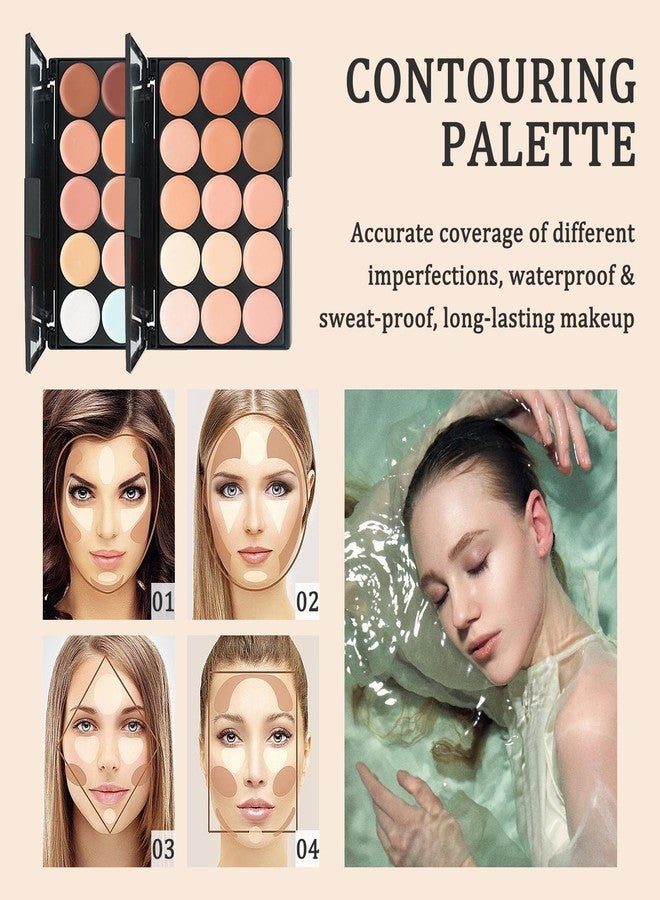LJYBoBin 3PCS 15 Colors Correcting Concealer Palette with Brushes,Waterproof Color Corrector Palette,Full Coverage Concealer Makeup Pallets Kit,Makeup Cream Contour Conceler for Dark Circles and Blemish - Image 4