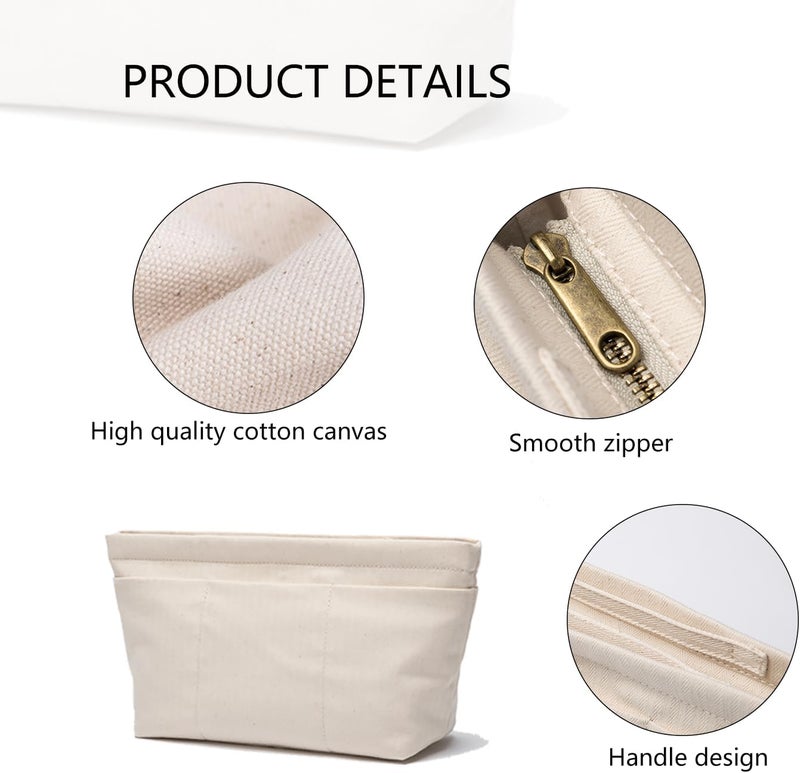 YONBEN Tote Purse Insert Handbag Organizer Shaper Handbag Liner Bag in Bag Divider Organizer Insert (M-With Zipper) - Image 3