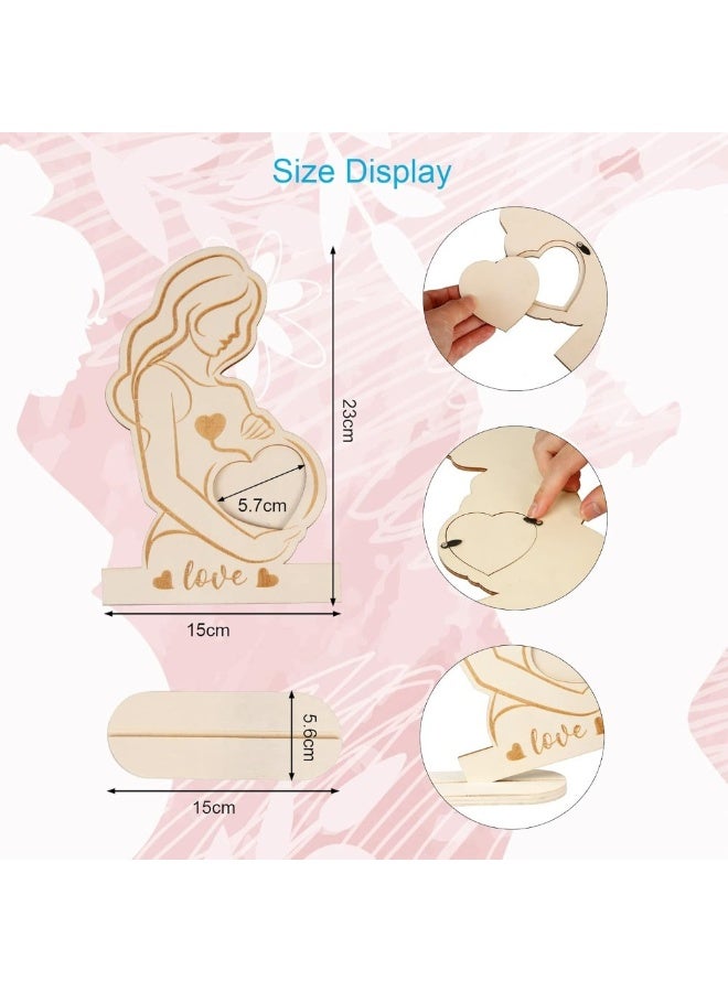 Pregnant Sonogram Picture Frame Creative Wooden Ultrasound Photo Frame with Stand Gender Disclosure Party Decor for New Mom - Image 2