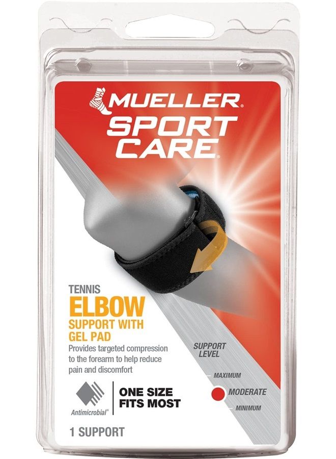 Mueller Tennis Elbow Support with Gel Pad, Black, One Size Fits Most - Image 2