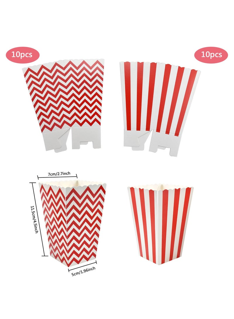 20Pcs Paper Popcorn Boxes, Small Popcorn Buckets for Kids and Family Parties, Snack Containers for Popcorn, Chips, Candy  - Image 2