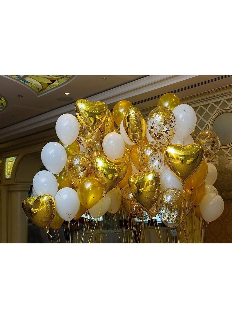 جوليتي إل إل سي كرة هوائية من الهيليوم على شكل قلب 18 بوصة زفاف عيد ميلاد طفل حفلة زينة بالونات 10 قطع (ذهبي) - Image 3