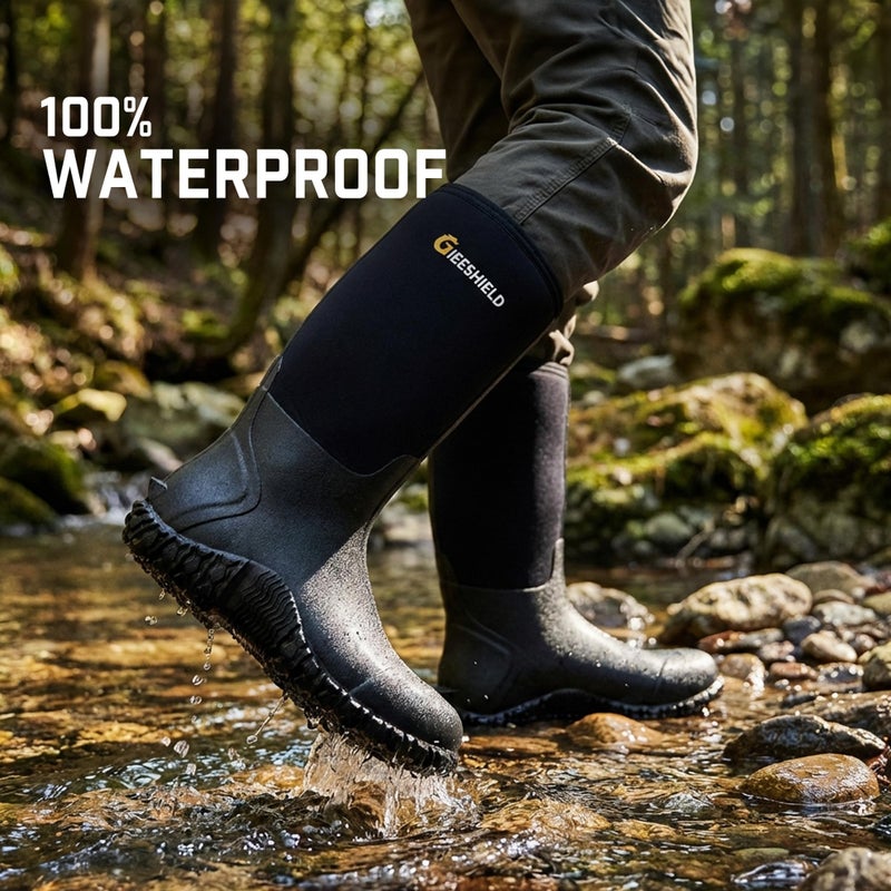 Waterproof Insulated Rubber Boots for Men and Women with Steel Shank, Anti-Slip Outdoor Work Hunting Boots for Farming Gardening Fishing and Mud - Image 2