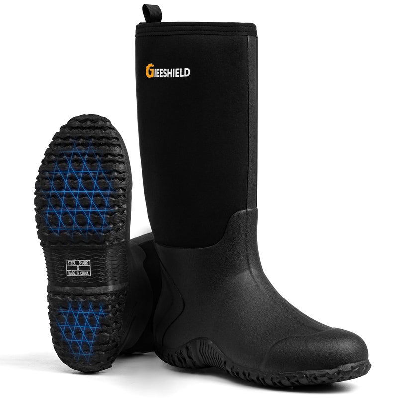 Waterproof Insulated Rubber Boots for Men and Women with Steel Shank, Anti-Slip Outdoor Work Hunting Boots for Farming Gardening Fishing and Mud - Image 1