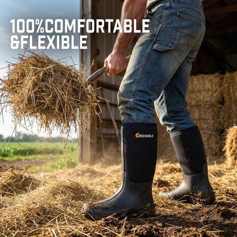Waterproof Insulated Rubber Boots for Men and Women with Steel Shank, Anti-Slip Outdoor Work Hunting Boots for Farming Gardening Fishing and Mud - Image 4