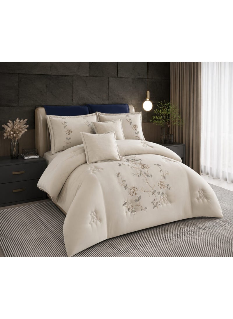 8-Piece Embroidered Summer Bedding Set (Double/Queen) – Luxurious Design and Superior Softness for an Elegant Bedroom - Image 2