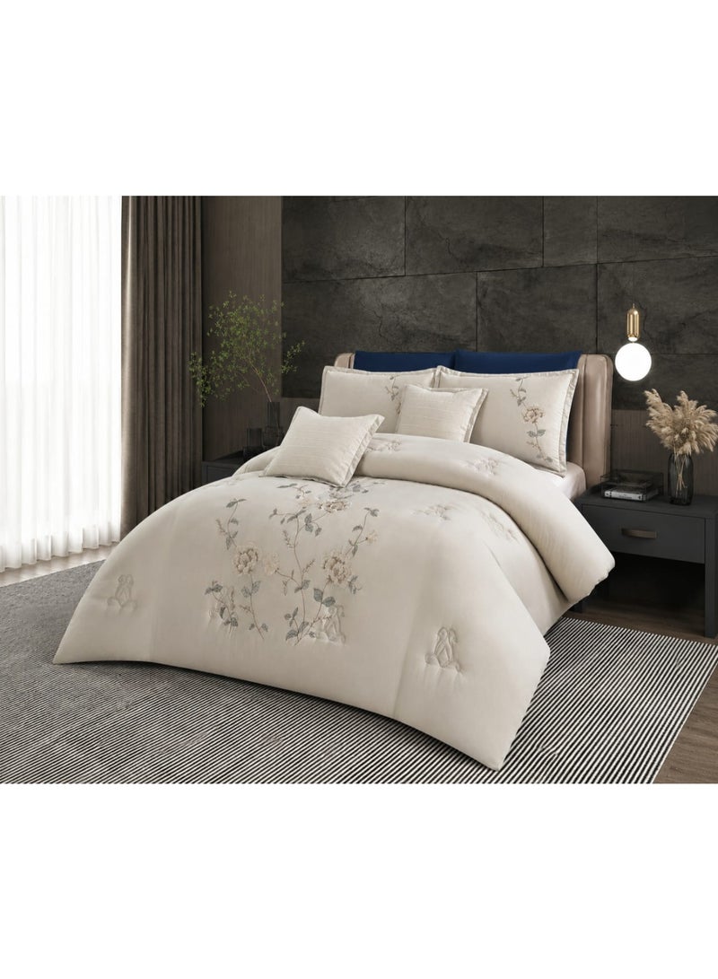 8-Piece Embroidered Summer Bedding Set (Double/Queen) – Luxurious Design and Superior Softness for an Elegant Bedroom - Image 3
