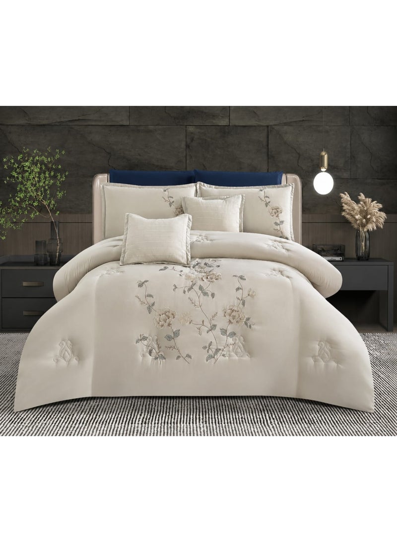 8-Piece Embroidered Summer Bedding Set (Double/Queen) – Luxurious Design and Superior Softness for an Elegant Bedroom - Image 1