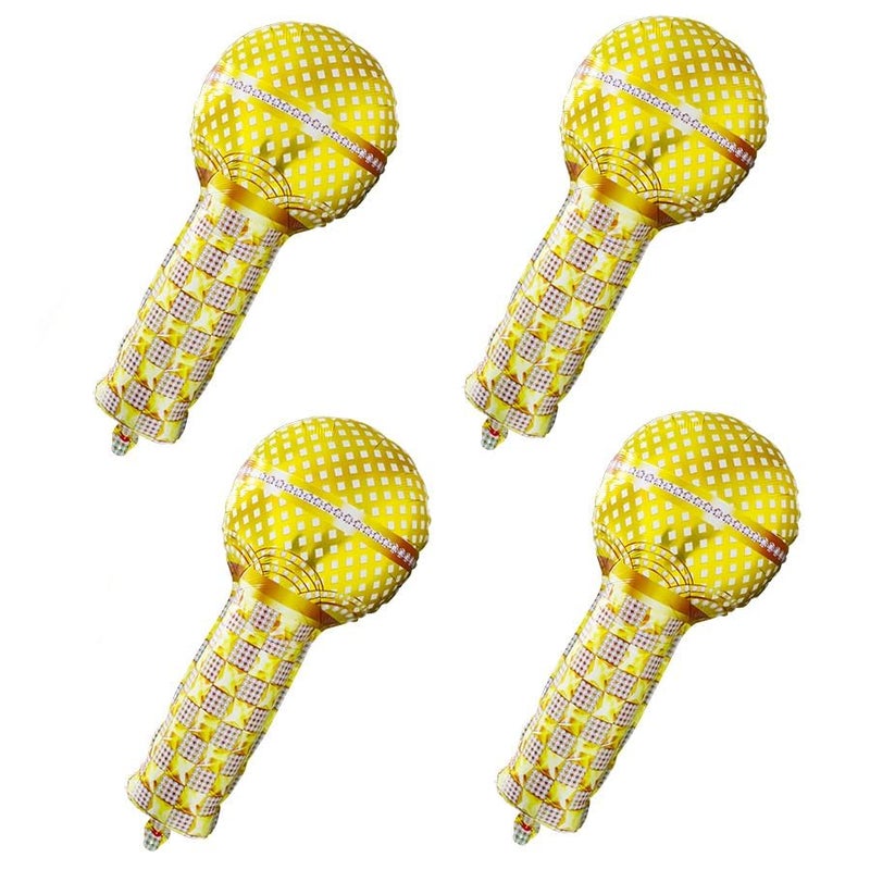 DEERMON Hip Hop Theme Gold Microphone Aluminum Foil Balloons 4 Pack Inflatable Rock Star Blow up Microphone Balloon For Birthday Wedding Cosplay 80s 90s Musical Concert Themed Party Decoration - Image 5