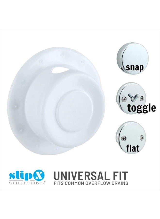 SlipX Solutions Bottomless Bath | Overflow Drain Cover for Tub | Great Gifts for Mom, Spa & Bath Accessories | Drain Block, Water Stopper Plug | Bath Essentials for Women | 4" Diameter, White - Image 5