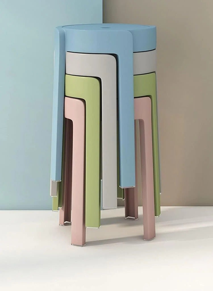 HOCC Lightweight Stackable Stool – 1pc Macaron Green | Durable Plastic Seating for Home, Office & Outdoor Use - Image 3