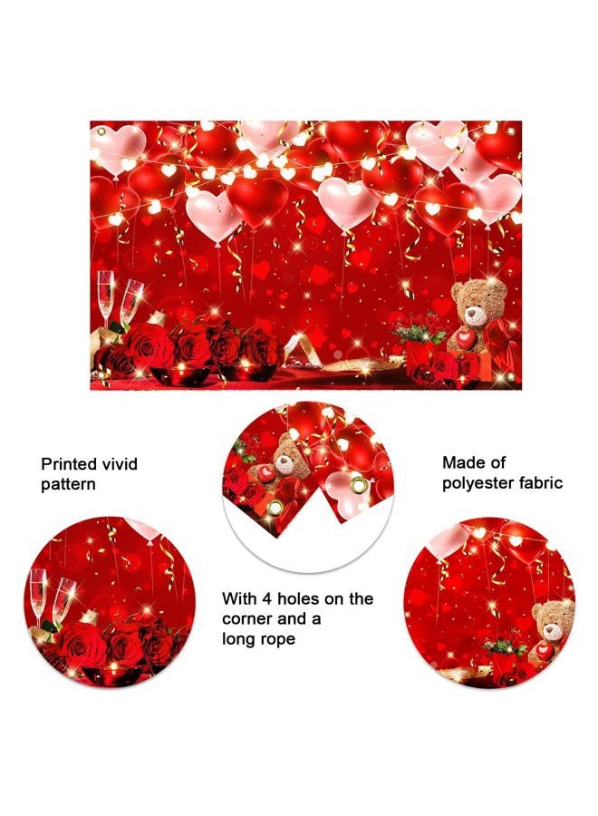 Mocsicka Valentine's Day Backdrop Banner Red Rose Balloon Valentines Day Party Decorations for Women Girl Galentines Day Background Banner 70.8 x 43.3 Inch - Image 5