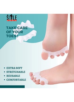 Royalkart The Sole Care® PREMIUM Silicone Toe Seperators; Toe Spacers For Bunions,Crooked Toes,Blisters,Hammer Toes|(Pack Of 1 Pair Of Unisex Toe Correctors)(White),One Size  - Image 2