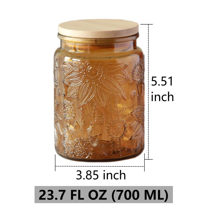 ANSQU Vintage Glass Canister, 23.7 FL OZ Glass Jar with Lid, Colored Mason Jar for Kitchen Pantry, Glass Food Storage Container for Coffee, Tea, Candy, Cookie, Sugar Container (Yellow, 1 Pack) - Image 2