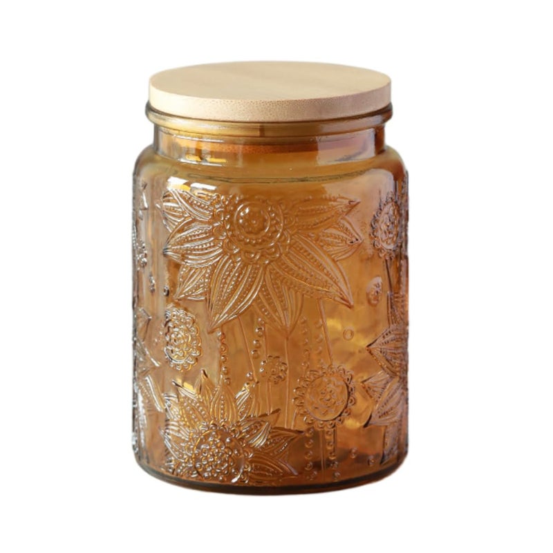 ANSQU Vintage Glass Canister, 23.7 FL OZ Glass Jar with Lid, Colored Mason Jar for Kitchen Pantry, Glass Food Storage Container for Coffee, Tea, Candy, Cookie, Sugar Container (Yellow, 1 Pack) - Image 1