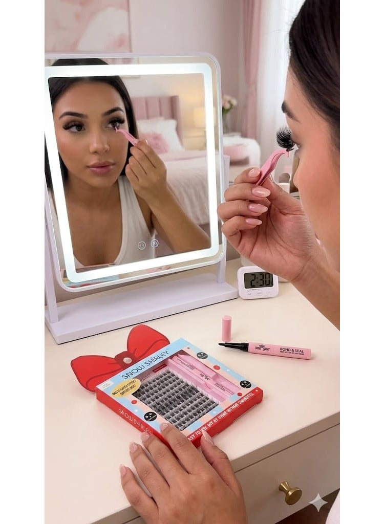 SNOW SHIRLEY DIY Lash Extension Kit - Multi-Layer Soft & Light Cluster Lashes with Bond, Seal, and Applicator - Home Beauty Set - Image 2
