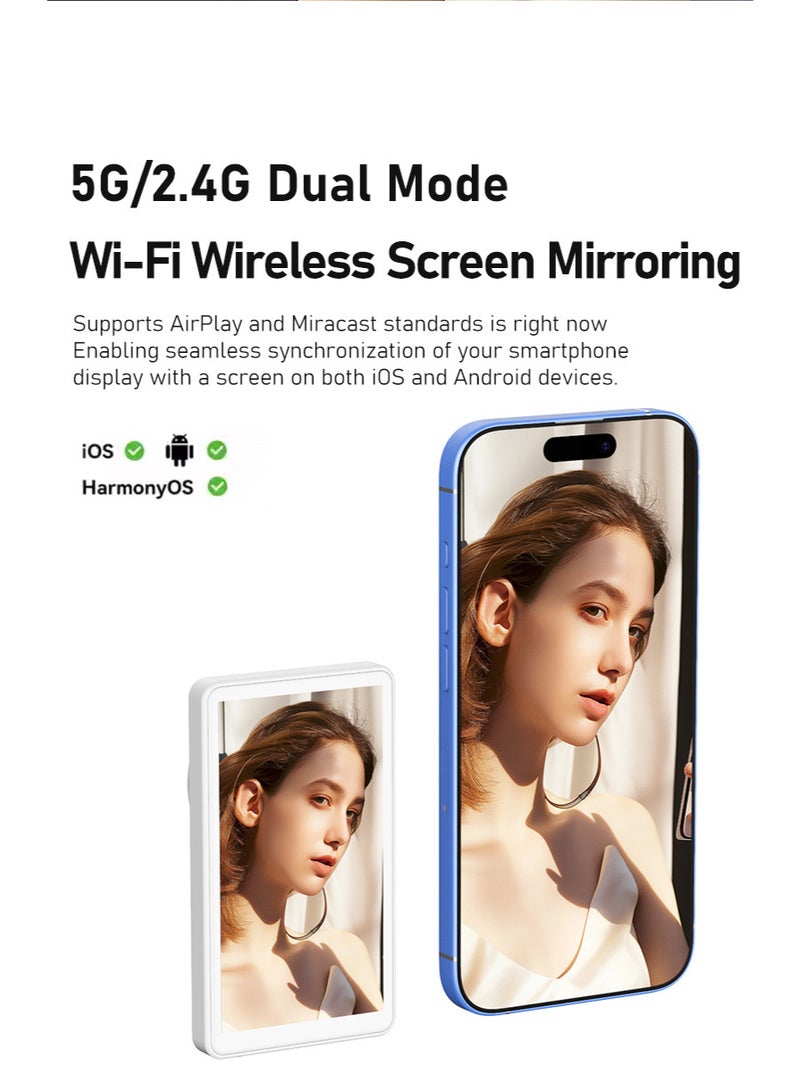 Wireless Magnetic Phone Selfie Mirror Screen – Rear-Camera Live Streaming Adapter, 4.02″ IPS Display with MagSafe Mount for Vlogging & Selfie Projection - Image 3