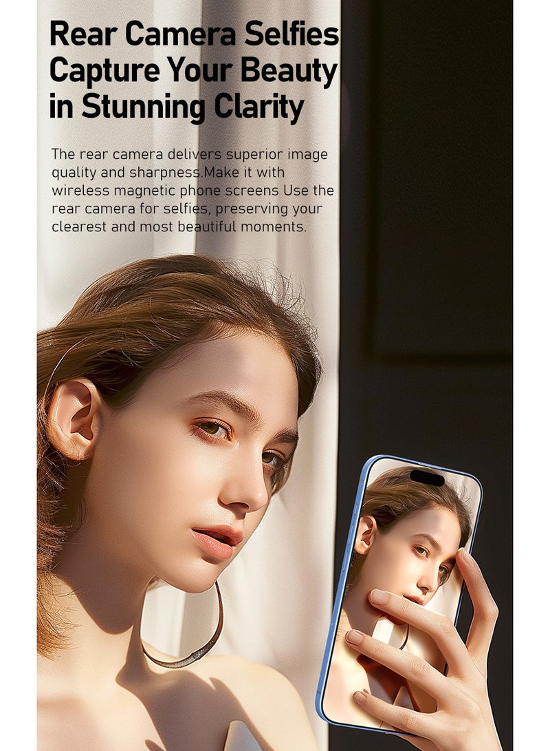 Wireless Magnetic Phone Selfie Mirror Screen – Rear-Camera Live Streaming Adapter, 4.02″ IPS Display with MagSafe Mount for Vlogging & Selfie Projection - Image 5