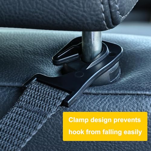 DIANZHU Headrest Hooks for Car Adjustable 4 Pack Vehicle Seat Back Organizer Storage Hanger Holder for Purse Bags Universal Fit Black - Image 5