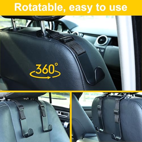 DIANZHU Headrest Hooks for Car Adjustable 4 Pack Vehicle Seat Back Organizer Storage Hanger Holder for Purse Bags Universal Fit Black - Image 4