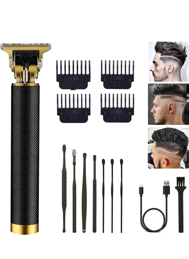 PXLISIE - Professional Cordless Hair Trimmer, Hair Clippers for Men T Blade Trimmer Zero Gapped Trimmer Rechargeable Beard Trimmer Shaver Hair Cutting Kit with Ear Spoon Tool Set, Black - Image 1