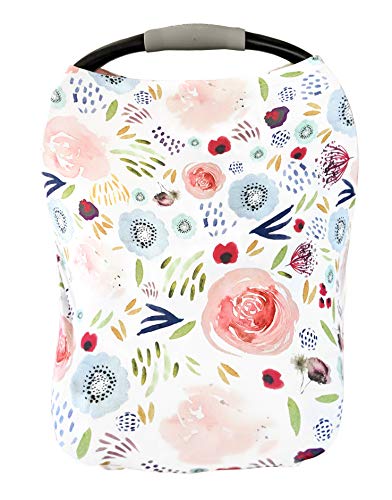 Pobibaby Pobi Baby Car Seat Covers and Nursing Cover - Soft and Stretchy Floral Pattern (Beauty) - Image 1