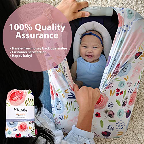Pobibaby Pobi Baby Car Seat Covers and Nursing Cover - Soft and Stretchy Floral Pattern (Beauty) - Image 4