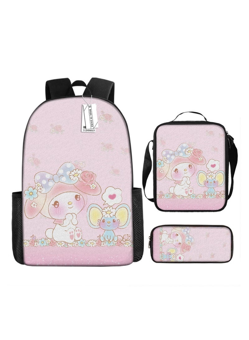 Melody Cartoon Print Schoolbag Fashion Breathable Fantasy Magic Melody Cute Backpack Backpack 29*16*42CM + Shoulder Bag 19*6*23CM + Pen Bag 24*7*11CM Three-piece Set - Image 1