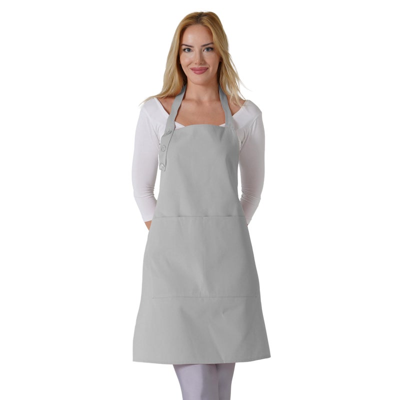 TOSHE Kitchen Apron Waterdrop Resistant Cotton Apron with adjustable Aprons for Women with Pockets 10 Color option Cooking Silver Apron Silver