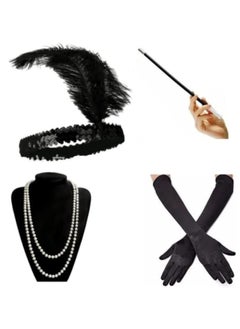 1920s Accessories Sets Costume Gatsby Feather Headband Gloves