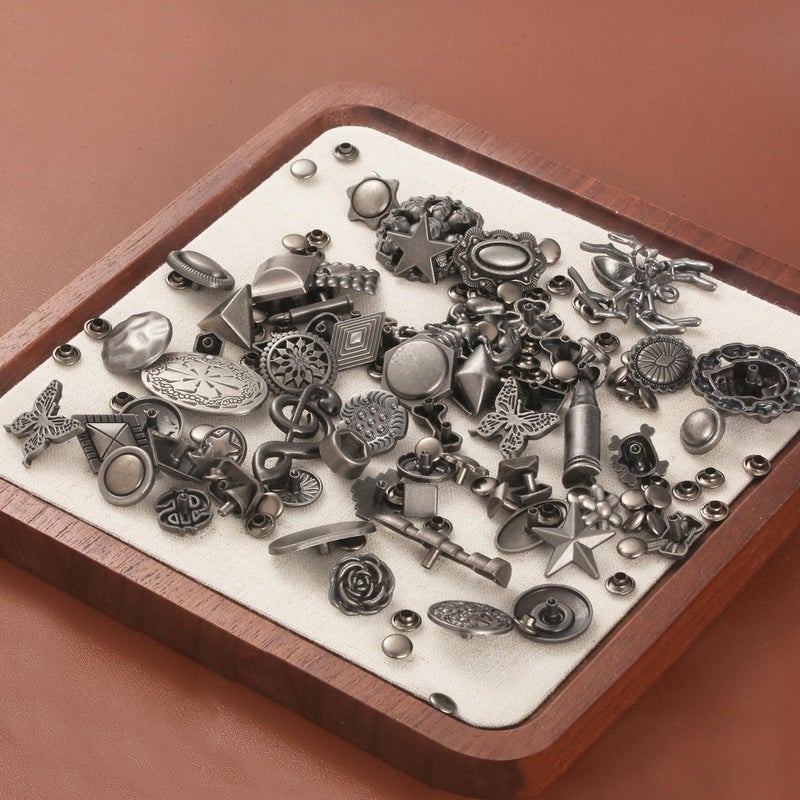 Notgia 70Sets Assorted Conchos Mixed Antique Silver Color Studs Spikes and Studs Rivets Leather Craft Accessories for Decorate Belts Handbags Wallets Dog Collars Shoes Clothing Bracelets Chokers Bags - Image 3