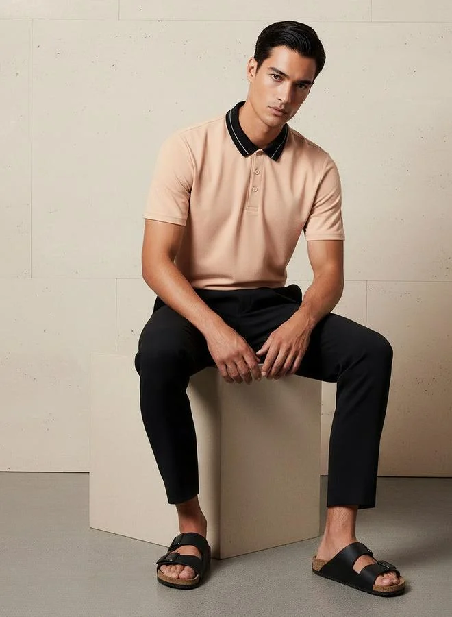 Splash FAV Men Short Sleeves Contrast Collar Polo T-shirt