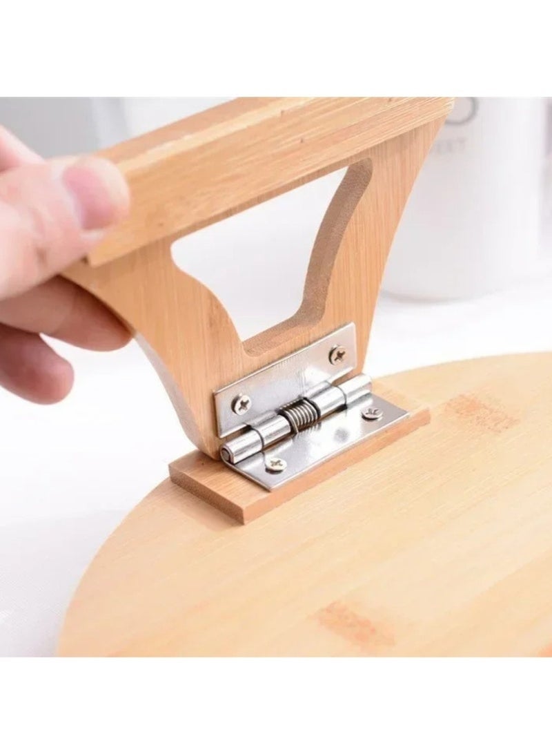 طاولة مسند ذراع أريكة خشبية قابلة للطي متعددة الاستخدامات - صينية للمشروبات والوجبات الخفيفة وأجهزة التحكم - ملحق منزلي أنيق وصغير الحجم - Image 2