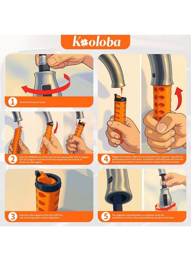 Kooloba Faucet Magnet Ring Replacement Kit RP80977 Compatible with Delta Kitchen Plumbing - Fixes Loose Spray Head, Easy Install, Strong Magnet, Includes Installation Tool - Image 5
