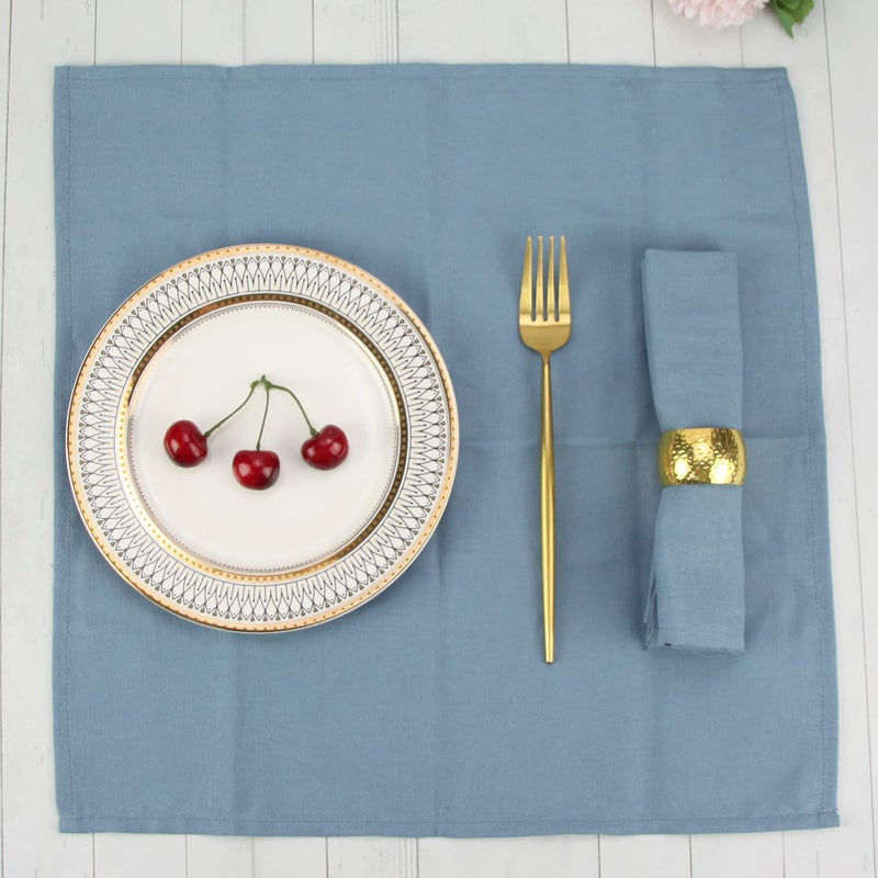 INFEI Solid Color Cotton Linen Blended Thin Dinner Cloth Napkins - Set of 12 (40 x 40 cm) - for Events & Home Use (Airy Blue) - Image 3