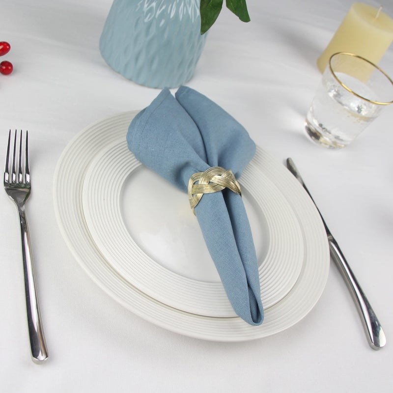 INFEI Solid Color Cotton Linen Blended Thin Dinner Cloth Napkins - Set of 12 (40 x 40 cm) - for Events & Home Use (Airy Blue) - Image 2