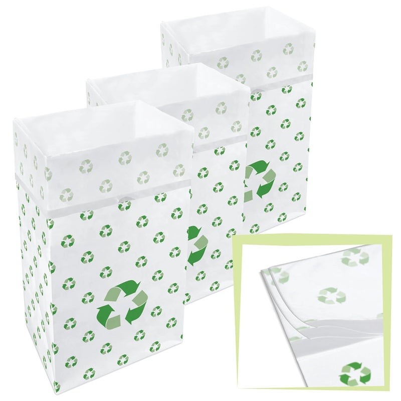 Clean Cubes 30 Gallon Disposable PopUp Trash Cans 3Pack MultiLiner with Fitted Bags Foldable Garbage Recycling Bins for Parties Events Kitchen Recycle 30 H x 14 W x 17 D