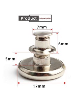 Y&D Pants Button, Replacement Jean Buttons No-Sew Instant Button Detachable, Removable Adjustable Metal to Extend or Reduce Waist Size, Pins (12 Sets 17mm)  - Image 2